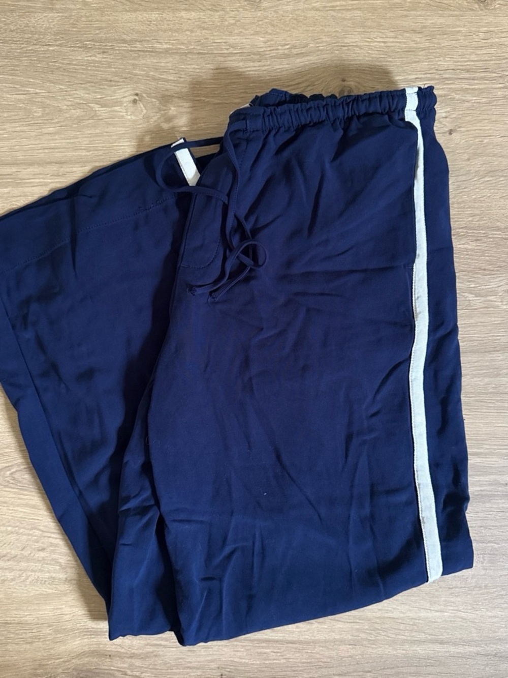 a new day Navy Wide-Leg Jogger Pants with White Stripe